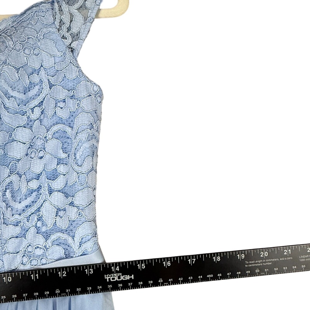 Davids Bridal Blue Lace Formal Dress Size 2 Chiffon Bridesmaid Evening Gown New - Picture 9 of 12